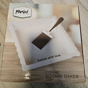Parini Cookware Ceramic Square Baker NEW in Box Sealed Baked With Love